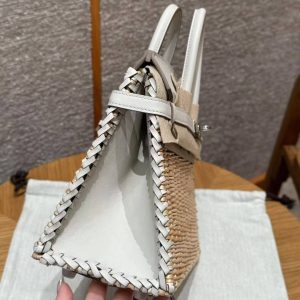 Hermes Birkin Picnic 25 Bag Handmade In Swift Calfskin Leather Silver Hardware 8L Beton - Image 18