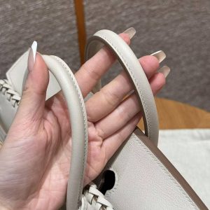 Hermes Birkin Picnic 25 Bag Handmade In Swift Calfskin Leather Silver Hardware 8L Beton - Image 14