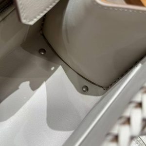 Hermes Birkin Picnic 25 Bag Handmade In Swift Calfskin Leather Silver Hardware 8L Beton - Image 6
