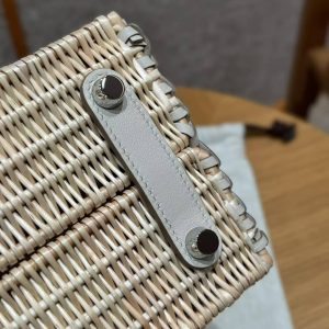 Hermes Birkin Picnic 25 Bag Handmade In Swift Calfskin Leather Silver Hardware 8L Beton - Image 4