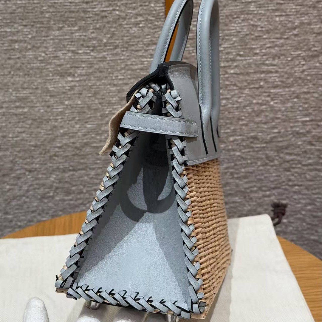 Hermes Birkin Picnic 25 Bag Handmade In Swift Leather Silver Hardware 8U Blue Glacier - Image 17