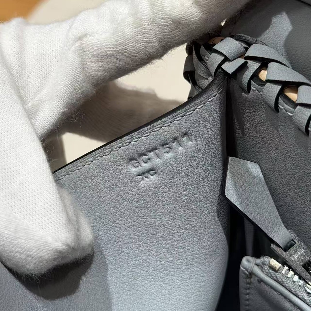 Hermes Birkin Picnic 25 Bag Handmade In Swift Leather Silver Hardware 8U Blue Glacier - Image 12