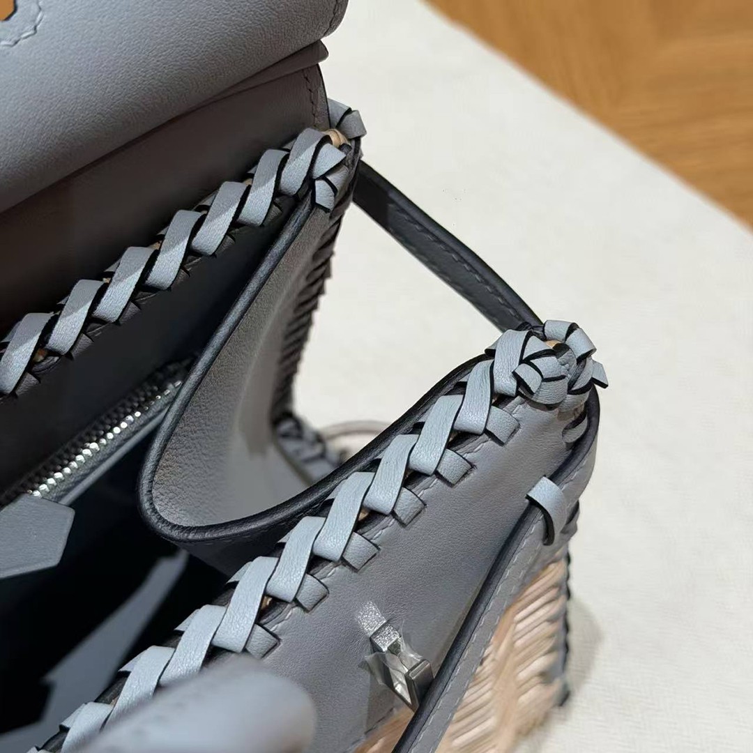 Hermes Birkin Picnic 25 Bag Handmade In Swift Leather Silver Hardware 8U Blue Glacier - Image 7
