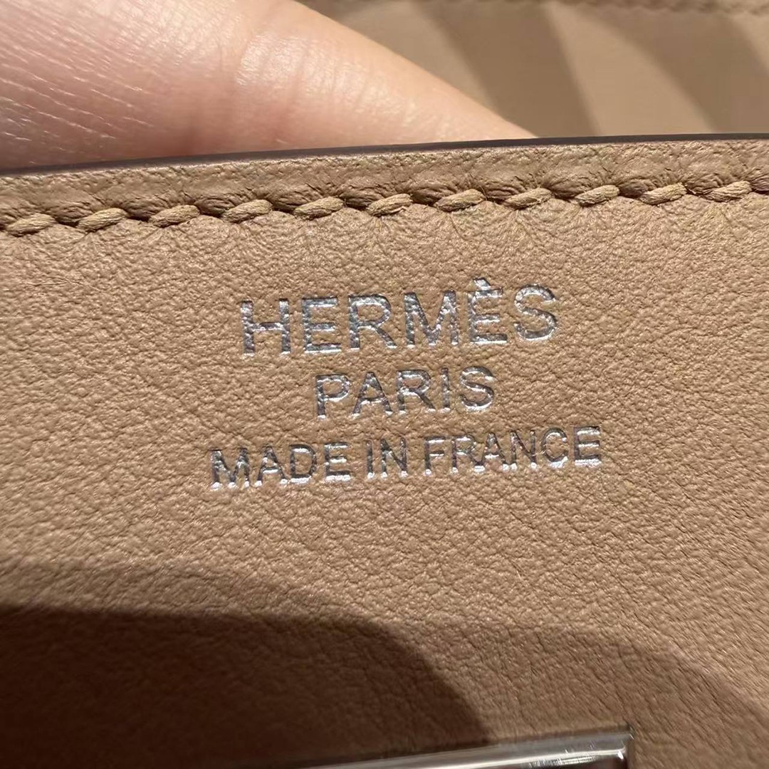 Hermes Birkin Toile H 25 Bag Handmade In Swift Calfskin Leather Canvas Silver Hardware 0M Chai - Image 5