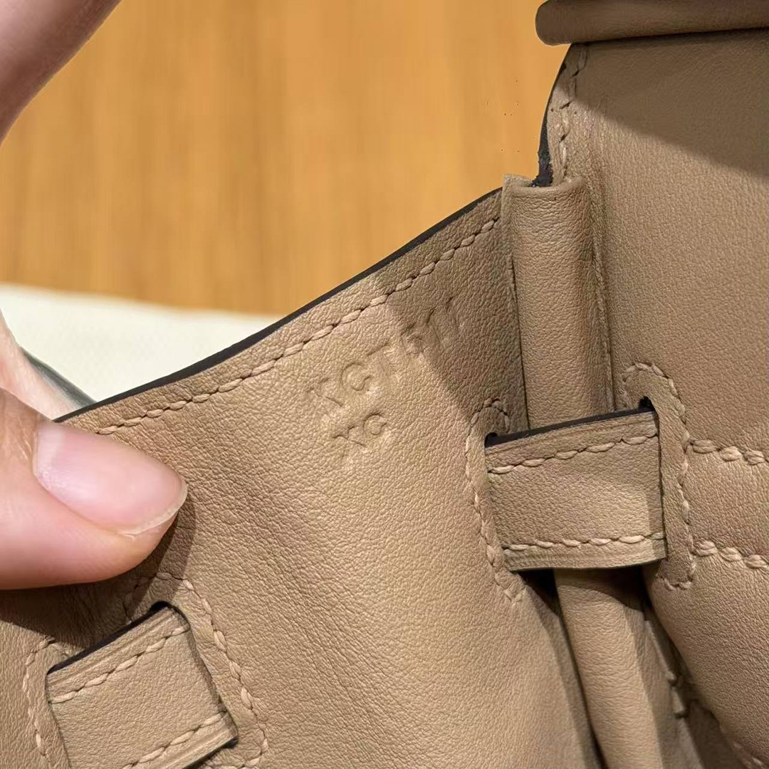 Hermes Birkin Toile H 25 Bag Handmade In Swift Calfskin Leather Canvas Silver Hardware 0M Chai - Image 3