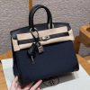 Hermes Birkin Toile H 25 Bag Handmade In Swift Calfskin Leather And Canvas 89 Noir