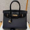 Hermes Birkin Touch 30 Bag Handmade In Togo Calfskin Leather And Matte Alligator Leather Gold Hardware 89 Noir