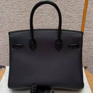 Hermes Birkin Touch 30 Bag Handmade In Togo Calfskin Leather And Matte Alligator Leather Gold Hardware 89 Noir - Image 2