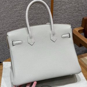 Hermes Birkin Touch 30 Bag Handmade In Togo Calfskin Leather And Matte Alligator Leather Silver Hardware 8L Beton - Image 2