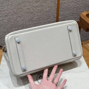 Hermes Birkin Touch 30 Bag Handmade In Togo Calfskin Leather And Matte Alligator Leather Silver Hardware 8L Beton - Image 25