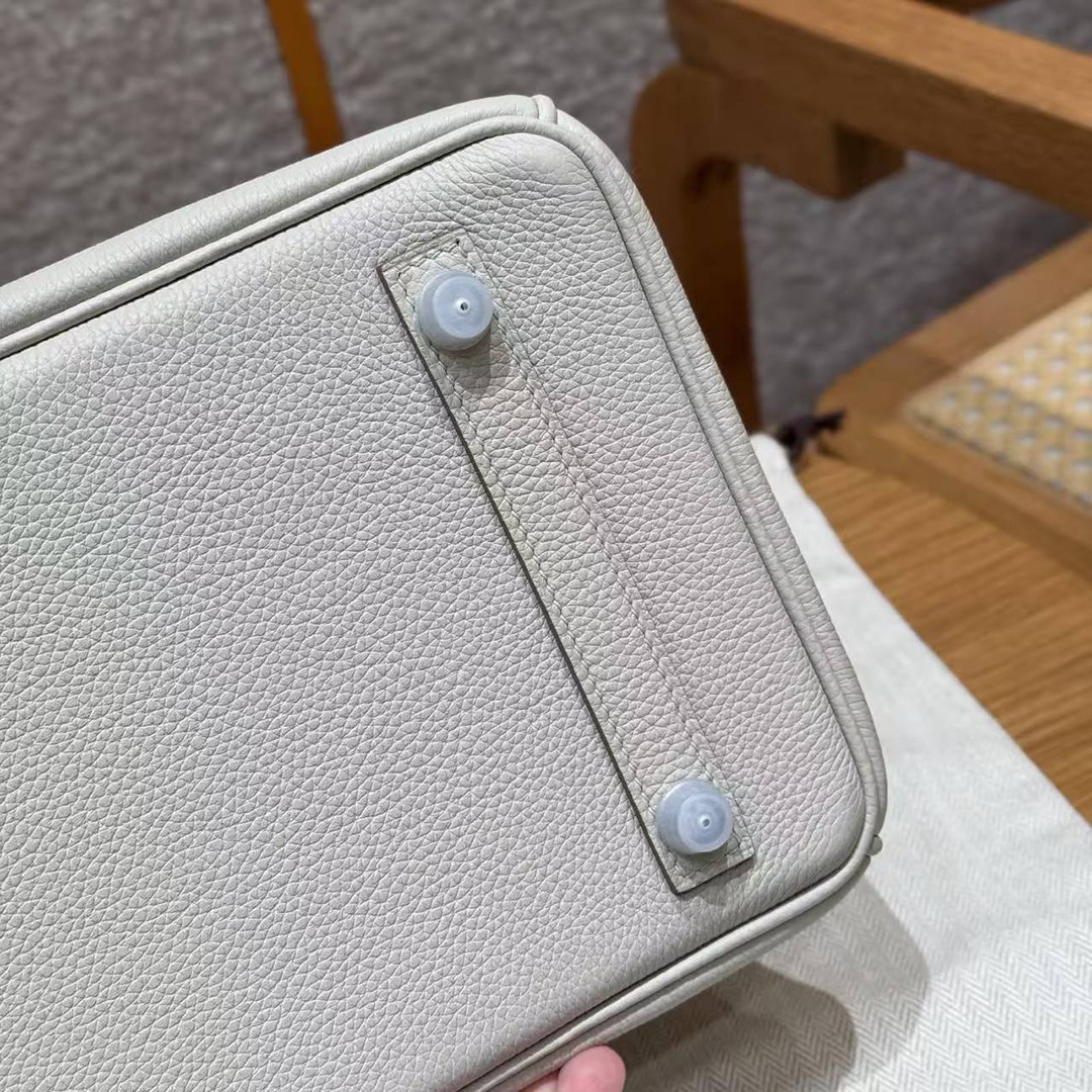 Hermes Birkin Touch 30 Bag Handmade In Togo Calfskin Leather And Matte Alligator Leather Silver Hardware 8L Beton - Image 17