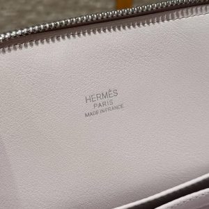Hermes Bolide 1923 25 Bag Handmade In Chèvre Goatskin Leather Silver Hardware 09 Mauve Pale - Image 5