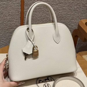 Hermes Bolide 1923 25 Bag Handmade In Epsom Calfskin Leather Gold Hardware 10 Craie