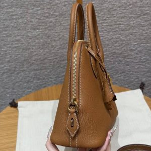Alternative view of Hermes Bolide 1923 25 Bag Handmade In Epsom Calfskin Leather Gold Hardware 37 Gold