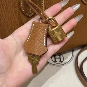 Hermes Bolide 1923 25 Bag Handmade In Epsom Calfskin Leather Gold Hardware 37 Gold - Image 13