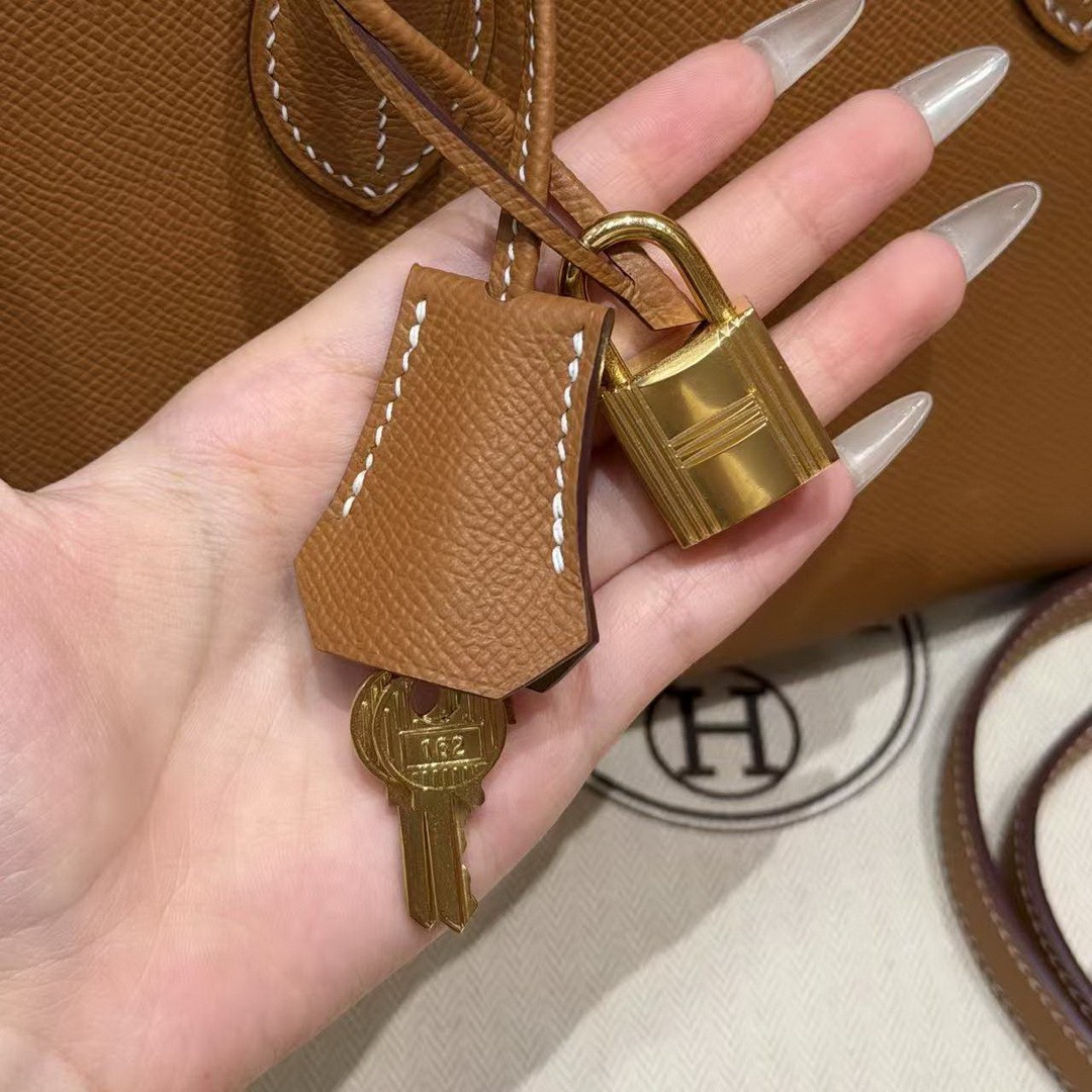 Hermes Bolide 1923 25 Bag Handmade In Epsom Calfskin Leather Gold Hardware 37 Gold - Image 13