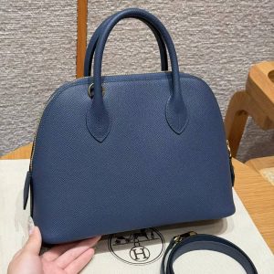 Alternative view of Hermes Bolide 1923 25 Bag Handmade In Epsom Calfskin Leather Gold Hardware 7U Blue Navy