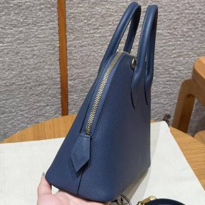 Hermes Bolide 1923 25 Bag Handmade In Epsom Calfskin Leather Gold Hardware 7U Blue Navy - Image 15