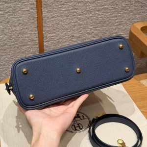 Hermes Bolide 1923 25 Bag Handmade In Epsom Calfskin Leather Gold Hardware 7U Blue Navy - Image 14