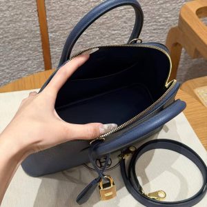 Hermes Bolide 1923 25 Bag Handmade In Epsom Calfskin Leather Gold Hardware 7U Blue Navy - Image 13