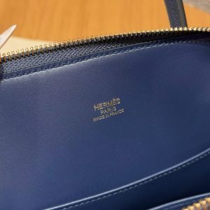 Hermes Bolide 1923 25 Bag Handmade In Epsom Calfskin Leather Gold Hardware 7U Blue Navy - Image 12