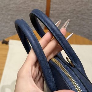 Hermes Bolide 1923 25 Bag Handmade In Epsom Calfskin Leather Gold Hardware 7U Blue Navy - Image 11