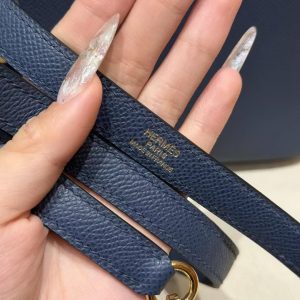Hermes Bolide 1923 25 Bag Handmade In Epsom Calfskin Leather Gold Hardware 7U Blue Navy - Image 6