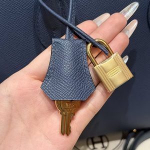 Hermes Bolide 1923 25 Bag Handmade In Epsom Calfskin Leather Gold Hardware 7U Blue Navy - Image 5