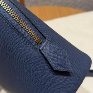 Hermes Bolide 1923 25 Bag Handmade In Epsom Calfskin Leather Gold Hardware 7U Blue Navy - Image 4