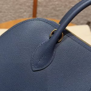 Hermes Bolide 1923 25 Bag Handmade In Epsom Calfskin Leather Gold Hardware 7U Blue Navy - Image 3