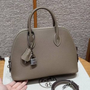 Hermes Bolide 1923 25 Bag Handmade In Epsom Calfskin Leather Silver Hardware 18 Etoupe