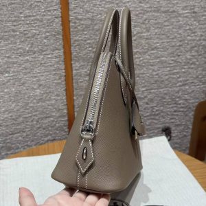 Hermes Bolide 1923 25 Bag Handmade In Epsom Calfskin Leather Silver Hardware 18 Etoupe - Image 14