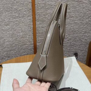 Hermes Bolide 1923 25 Bag Handmade In Epsom Calfskin Leather Silver Hardware 18 Etoupe - Image 13