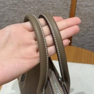 Hermes Bolide 1923 25 Bag Handmade In Epsom Calfskin Leather Silver Hardware 18 Etoupe - Image 9