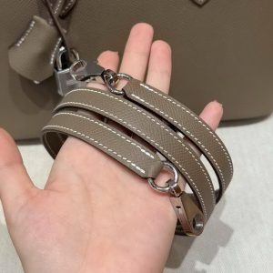 Hermes Bolide 1923 25 Bag Handmade In Epsom Calfskin Leather Silver Hardware 18 Etoupe - Image 8