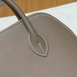Hermes Bolide 1923 25 Bag Handmade In Epsom Calfskin Leather Silver Hardware 18 Etoupe - Image 6