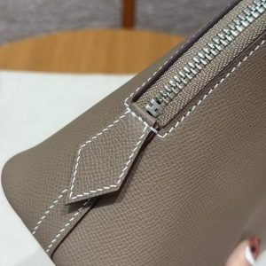 Hermes Bolide 1923 25 Bag Handmade In Epsom Calfskin Leather Silver Hardware 18 Etoupe - Image 4