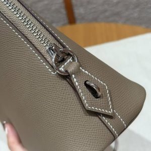 Hermes Bolide 1923 25 Bag Handmade In Epsom Calfskin Leather Silver Hardware 18 Etoupe - Image 3