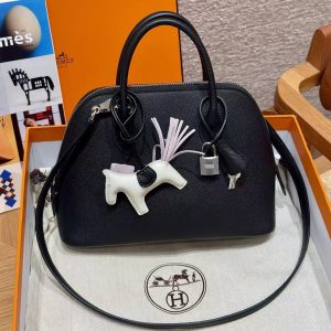 Hermes Bolide 1923 25 Bag Handmade In Epsom Calfskin Leather Silver Hardware 89 Noir