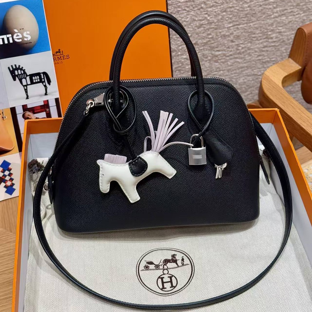Hermes Bolide 1923 25 Bag Handmade In Epsom Calfskin Leather Silver Hardware 89 Noir