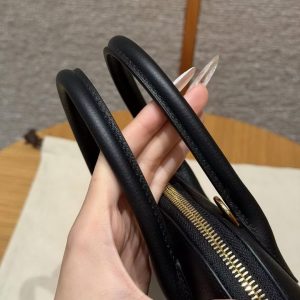 Hermes Bolide 1923 25 Bag Handmade In Evercolor Calfskin Leather Gold Hardware 89 Noir - Image 12