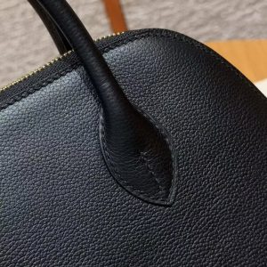 Hermes Bolide 1923 25 Bag Handmade In Evercolor Calfskin Leather Gold Hardware 89 Noir - Image 8