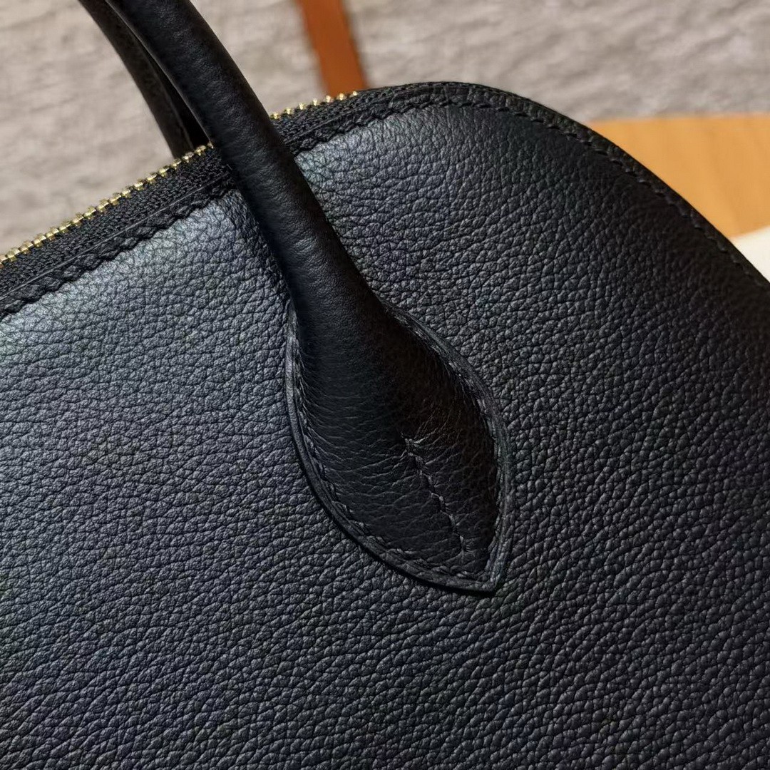 Hermes Bolide 1923 25 Bag Handmade In Evercolor Calfskin Leather Gold Hardware 89 Noir - Image 8