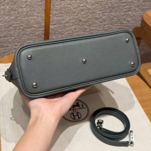 Hermes Bolide 1923 25 Bag Handmade In Evercolor Calfskin Leather Silver Hardware 0L Gris Meyer - Image 13