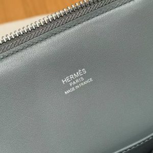 Hermes Bolide 1923 25 Bag Handmade In Evercolor Calfskin Leather Silver Hardware 0L Gris Meyer - Image 11