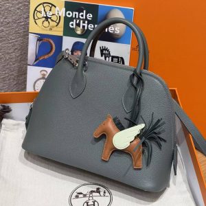 Hermes Bolide 1923 25 Bag Handmade In Evercolor Calfskin Leather Silver Hardware 0L Gris Meyer - Image 8