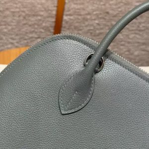 Hermes Bolide 1923 25 Bag Handmade In Evercolor Calfskin Leather Silver Hardware 0L Gris Meyer - Image 5