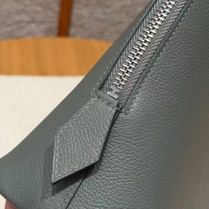 Hermes Bolide 1923 25 Bag Handmade In Evercolor Calfskin Leather Silver Hardware 0L Gris Meyer - Image 4