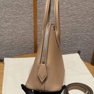 Hermes Bolide 1923 25 Bag Handmade In Evercolor Calfskin Leather Silver Hardware 0M Chai X9 Mauve - Image 19