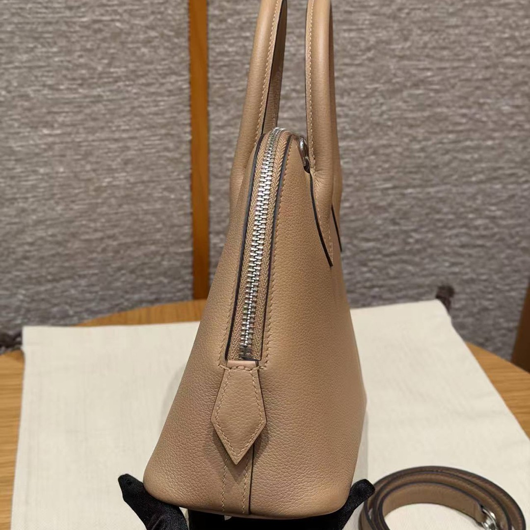 Hermes Bolide 1923 25 Bag Handmade In Evercolor Calfskin Leather Silver Hardware 0M Chai X9 Mauve - Image 19